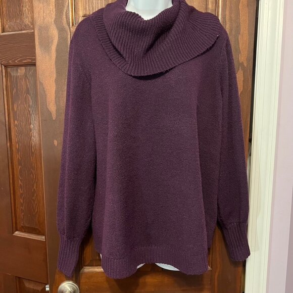 Philosophy Dark Purple Cozy Sweater Cowl Neck 1X heathered - Picture 3 of 9